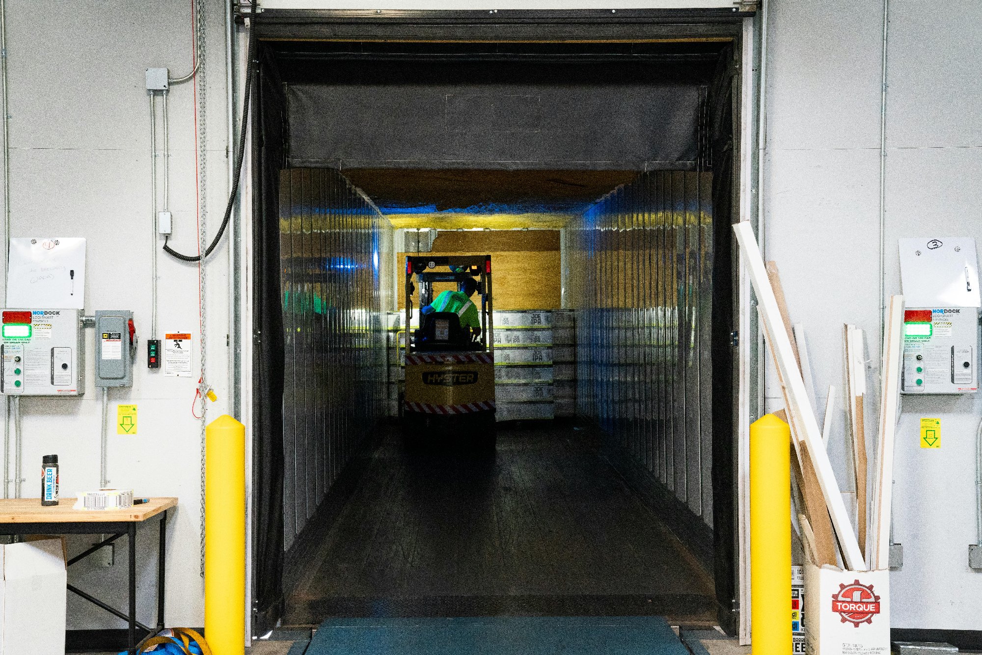 Entrance to cleaning station in warehouse